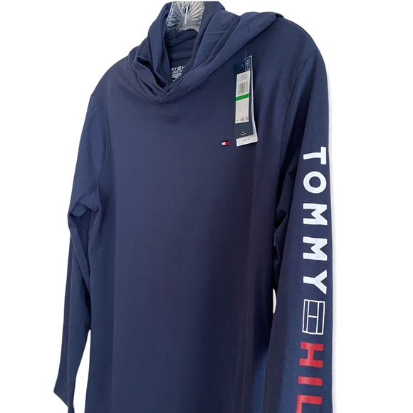 Tommy Hilfiger Men’s Boys Face Mask Fleece Hoodie Navy Blue, Large - Picture 1 of 8